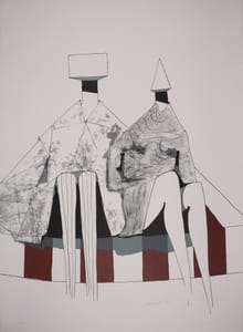 Lynn Chadwick – Two seated figures – Lithograph on BFK Rives paper