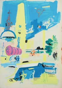 Fulvio Bianconi – Studio per manifesto Fiera di Milano – Disegno ad acquarello e tempera su cartoncino