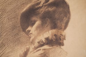 Portrait of a young lady with a feathered hat – Francesco Didioni