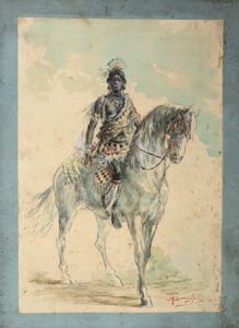 Enea Tornaghi – Abyssinian soldier – Ink and watercolor on paper