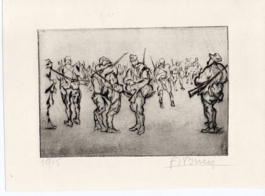 Les Poulis from the album “Croquis du front Italien" – Anselmo Bucci – 1915 – Anselmo Bucci, drypoint, Croquis du front italien