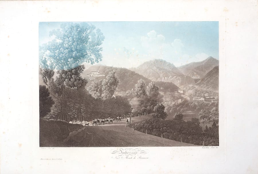 Imbersago nei Monti di Brianza – Federico e Carolina Lose – 1823 ca – Federico e Carolina Lose, etching, aquatint, Imbersago