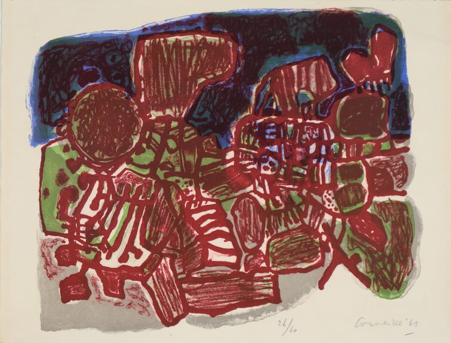 Sans titre VII – Guillaume Corneils Corneille – 1961 – Guillame Corneille, Signe, lithograph 1961