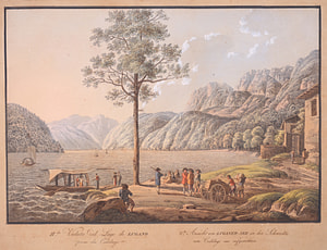 Veduta del Lago di Lugano presa da Codelago – Ferdinando Artaria – 1820 ca – Artaria Lugano Lake etching 2